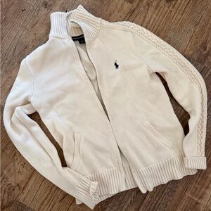 Ralph Lauren Cream Knit Zip-Up Sweater